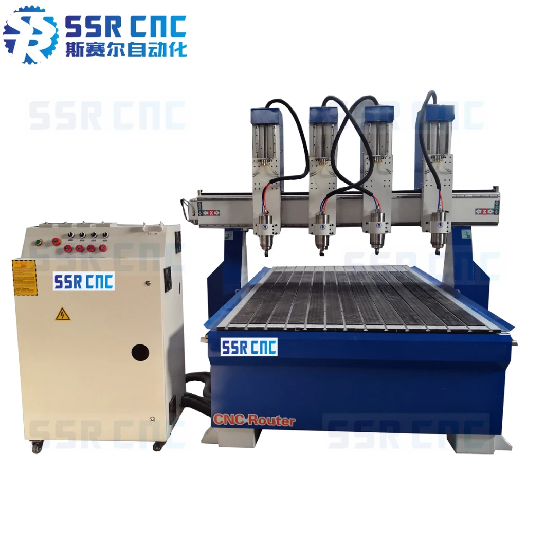 1325 Multi-Spindle Woodworking CNC Router with 4 Heads for Woodworking Wood Furniture Legs, Wood Stair Carving