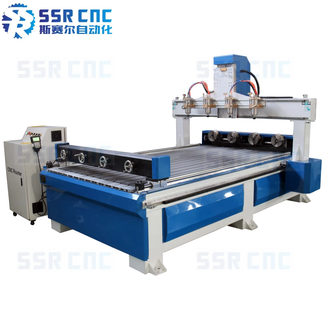 Multi Head CNC Router with Rotary 1325 with Four Heads and Four Rotary