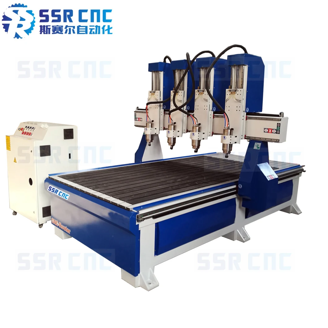 1325 Multi-Spindle Woodworking CNC Router with 4 Heads for Woodworking Wood Furniture Legs, Wood Stair Carving